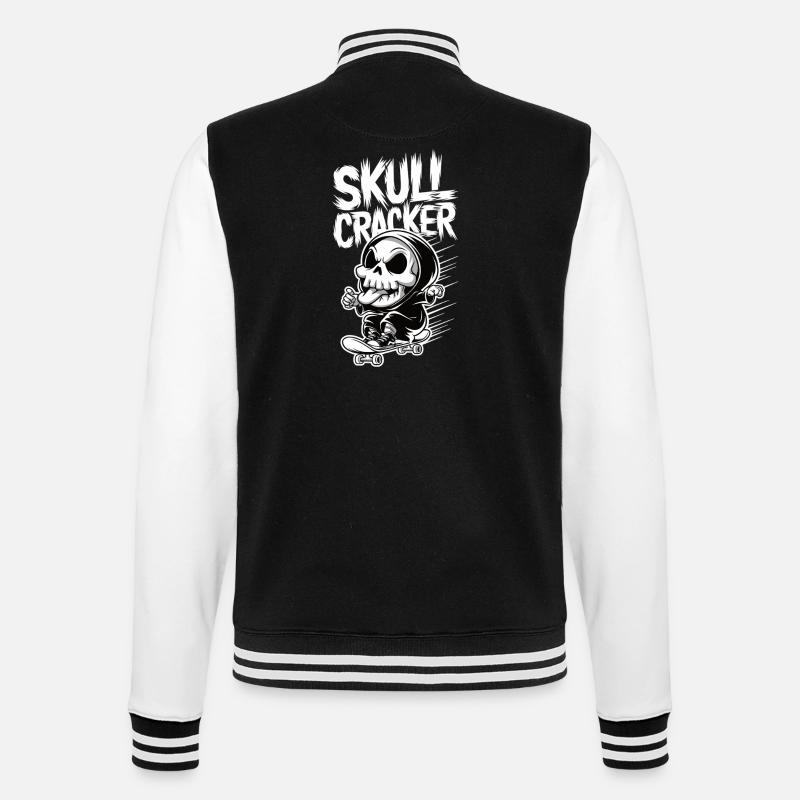 Skull Cracker Skateboard - College Sweat Jacket - black/white