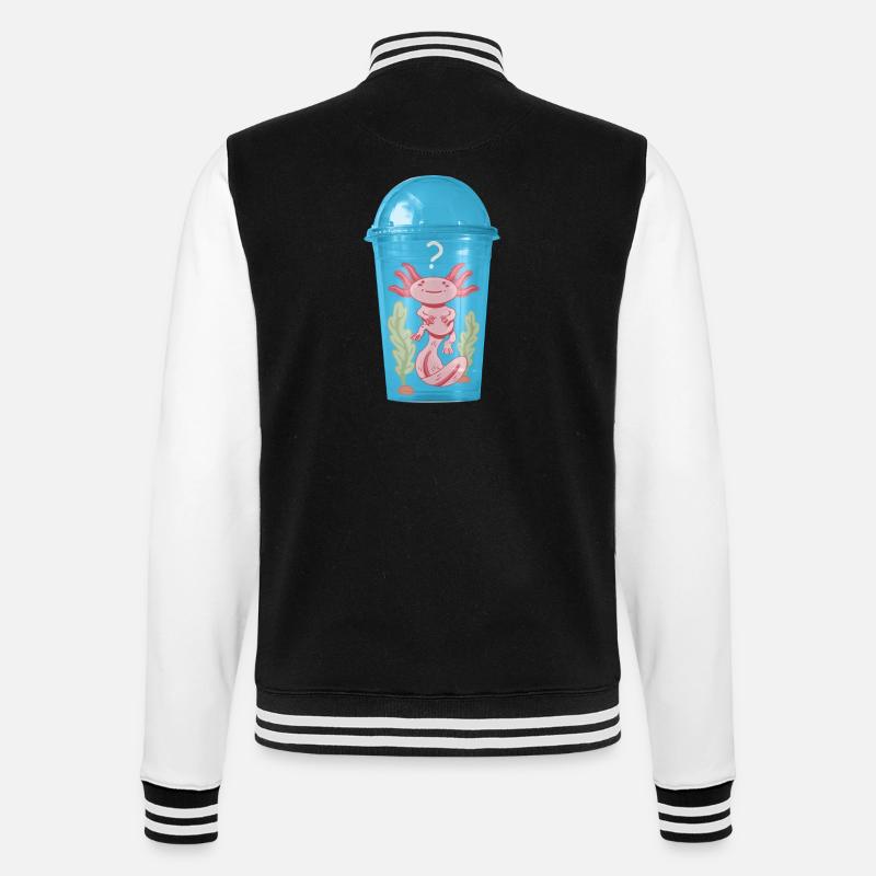 Ocelot fish in plastic cup - College Sweat Jacket - black/white