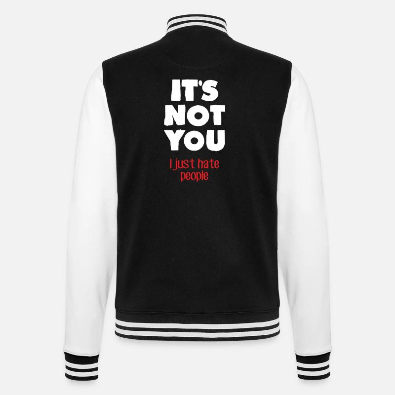 Ich hasse Menschen (dunkel) - College-Sweatjacke - Schwarz/Weiß