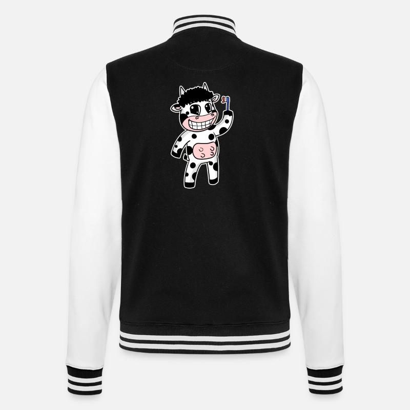 Vache avec brosse à dents - Veste Teddy - noir/blanc