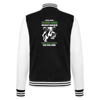 La vache végétarienne mange de l’herbe Je mange de la vache - Veste Teddy - noir/blanc - Dos - Marisol (170cm)