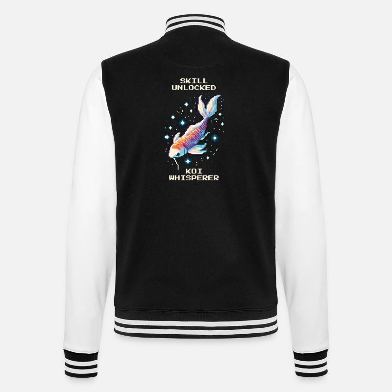 Skill freigeschaltet: Koi-Flüsterer | Koi Teich - College-Sweatjacke - Schwarz/Weiß