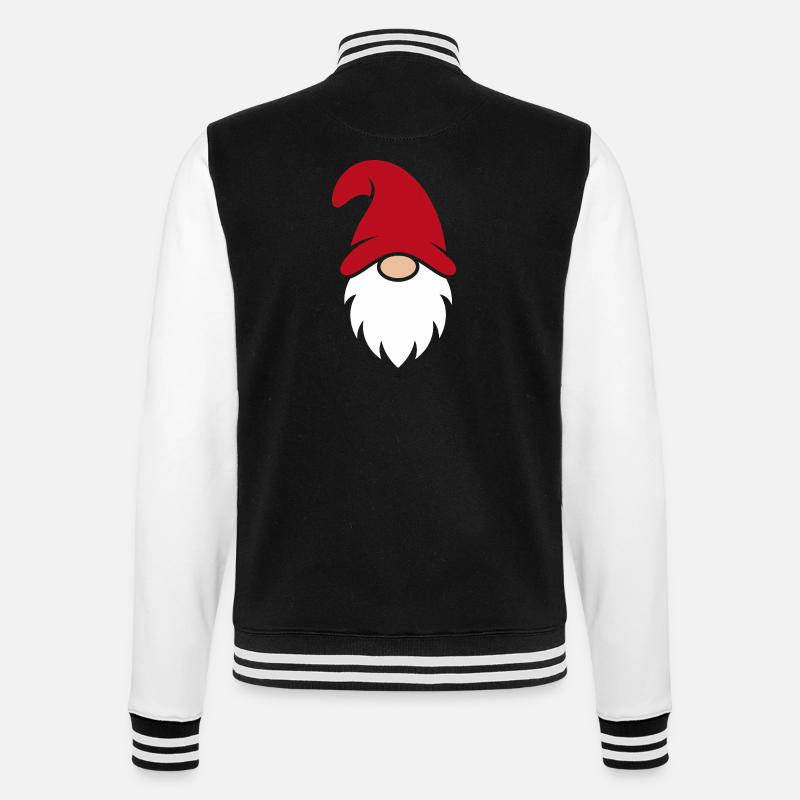 Gnome with Red Hat Silhouette - College Sweat Jacket - black/white