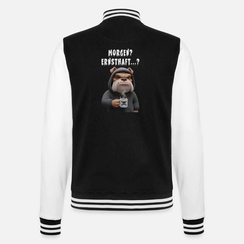 Grummelige Bulldogge mit Kaffee Spruch - Veste Teddy - noir/blanc