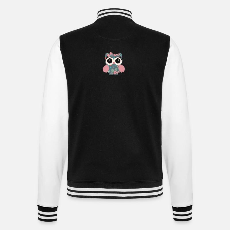 Eule Blumenmuster - College-Sweatjacke - Schwarz/Weiß