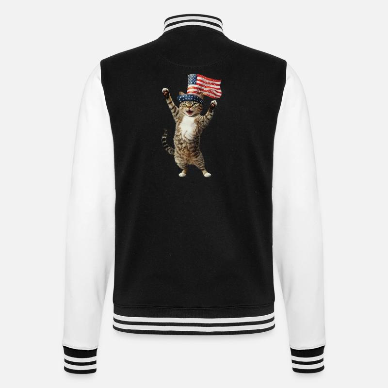 Katze - College-Sweatjacke - Schwarz/Weiß