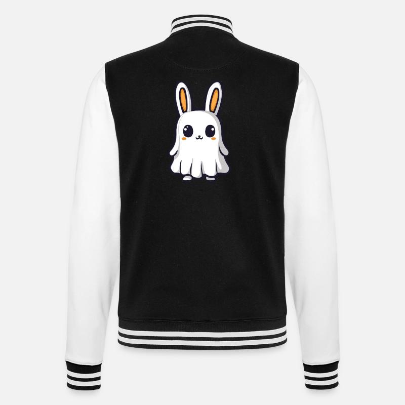 Hase Halloween Comic Geist - College-Sweatjacke - Schwarz/Weiß