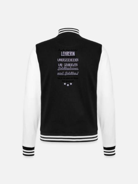 Beste Lehrerin Shirt - College-Sweatjacke - Schwarz/Weiß