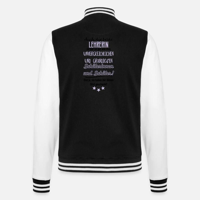 Beste Lehrerin Shirt - College-Sweatjacke - Schwarz/Weiß