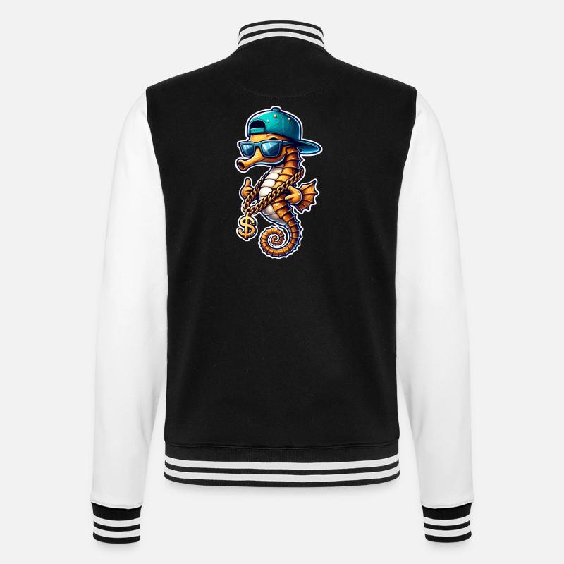 Seepferd Seepferdchen - College-Sweatjacke - Schwarz/Weiß