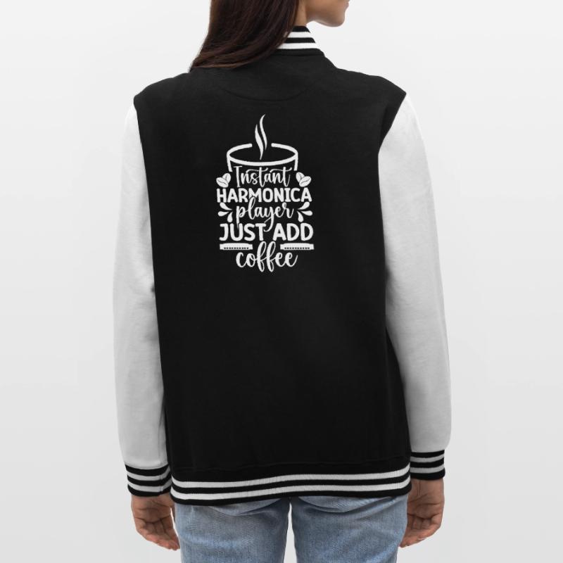 Harmonica Musican Instant Player Just Coffee College Sweat Jacket