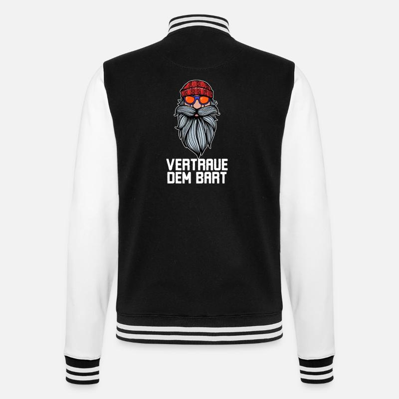 Humorvoll Bart Ziegenbart Statement Bartfrisur - College-Sweatjacke - Schwarz/Weiß