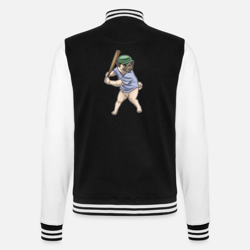 Mops Baseball Baseballschläger - College-Sweatjacke - Schwarz/Weiß