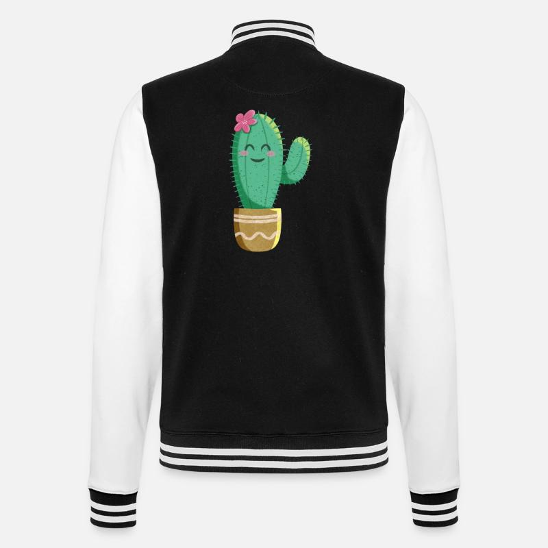 Cactus mignon avec fleur - Veste Teddy - noir/blanc
