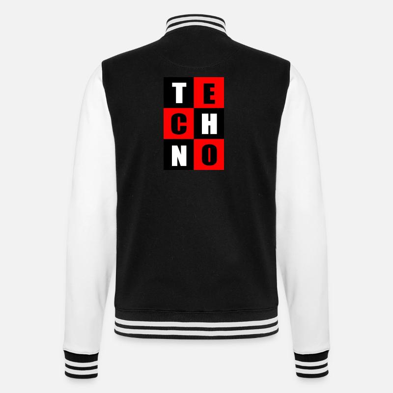 Techno Rot und Schwarz - College-Sweatjacke - Schwarz/Weiß