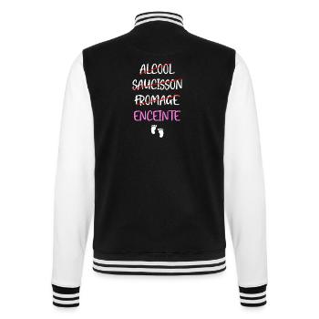 Alcool saucisson fromage enceinte t-shirt - Veste Teddy - noir/blanc - Dos - Marisol (170cm)