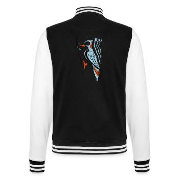 Specht hackt rum - College-Sweatjacke - Schwarz/Weiß - Hinten - Marisol (170cm)