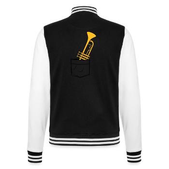 Brusttasche Trompete Unterwegs - College-Sweatjacke - Schwarz/Weiß - Hinten - Marisol (170cm)