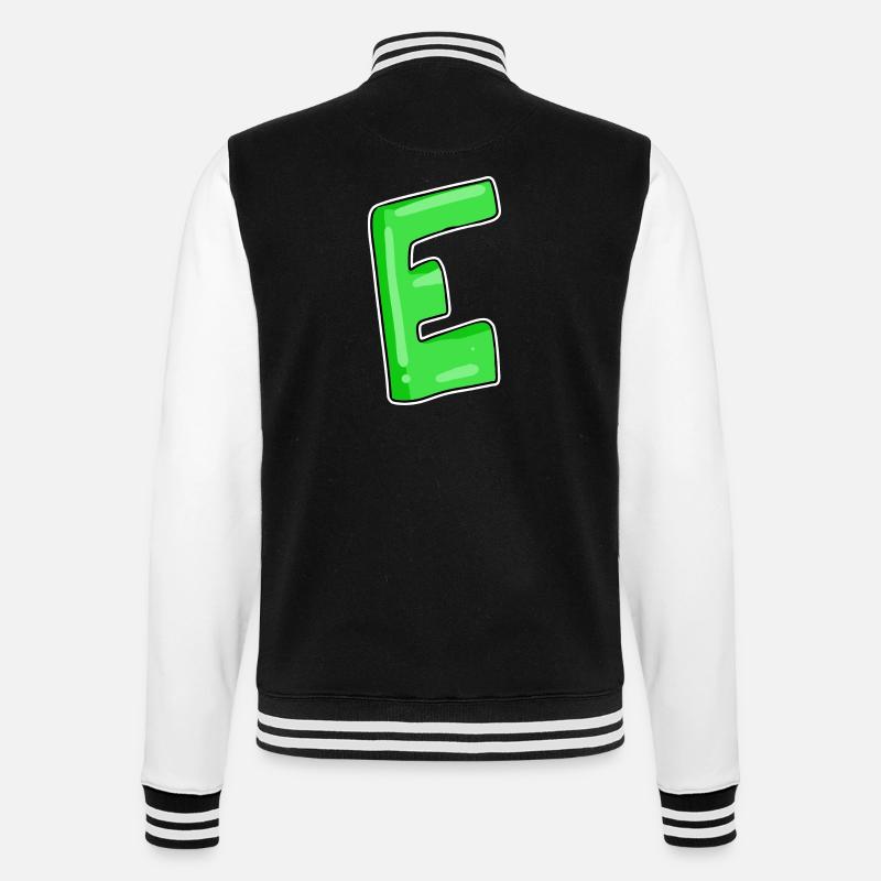 Letter E Initial point - College Sweat Jacket - black/white