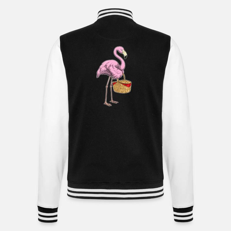 Flamingo Picknick Korb - College-Sweatjacke - Schwarz/Weiß