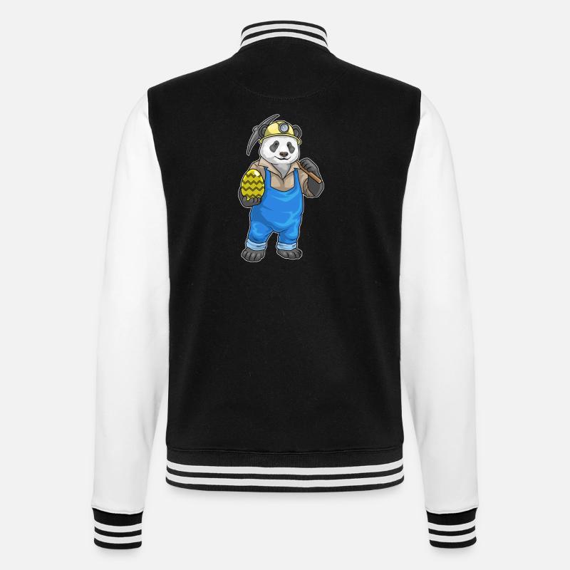 Panda Easter Mining - College Sweat Jacket - black/white