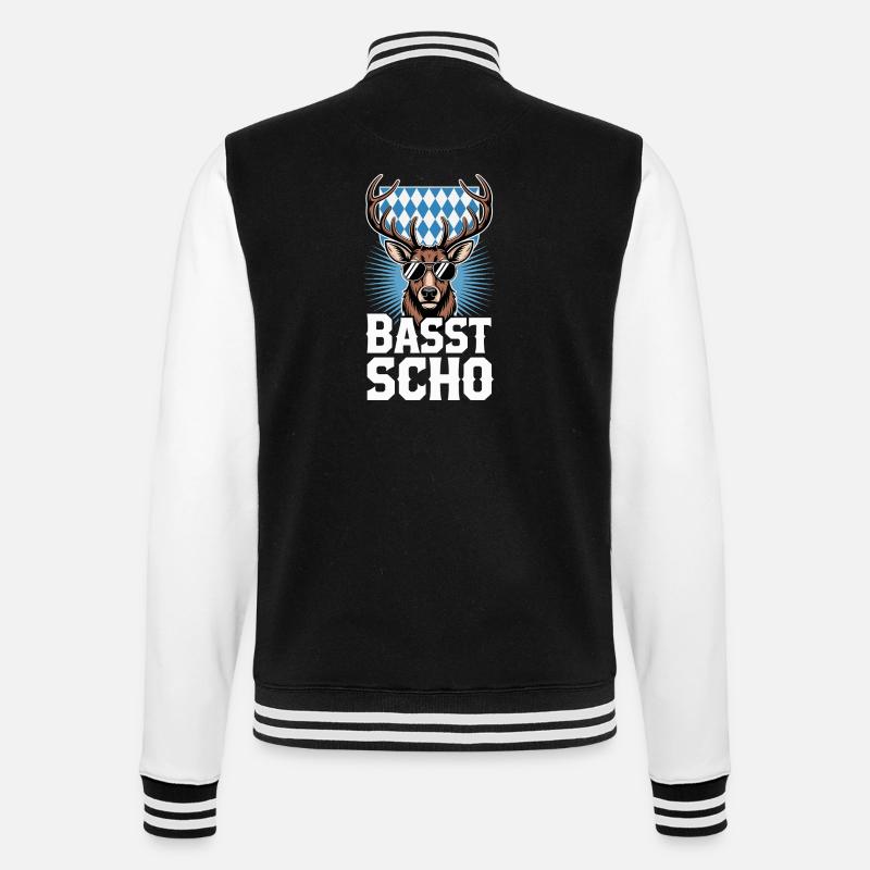 Basst Scho Hirsch Dialecte bavarois Bavière - Veste Teddy - noir/blanc