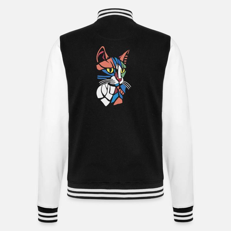Abstract Geometric Cat Lover - College Sweat Jacket - black/white