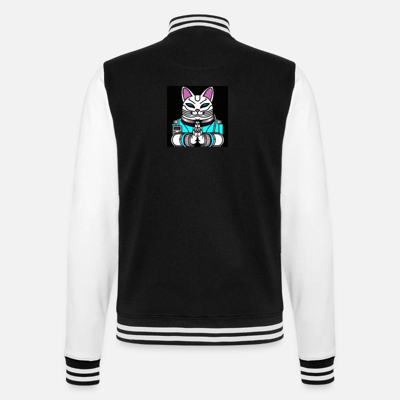 Cyborg Maneki Neko Cat - College-Sweatjacke - Schwarz/Weiß