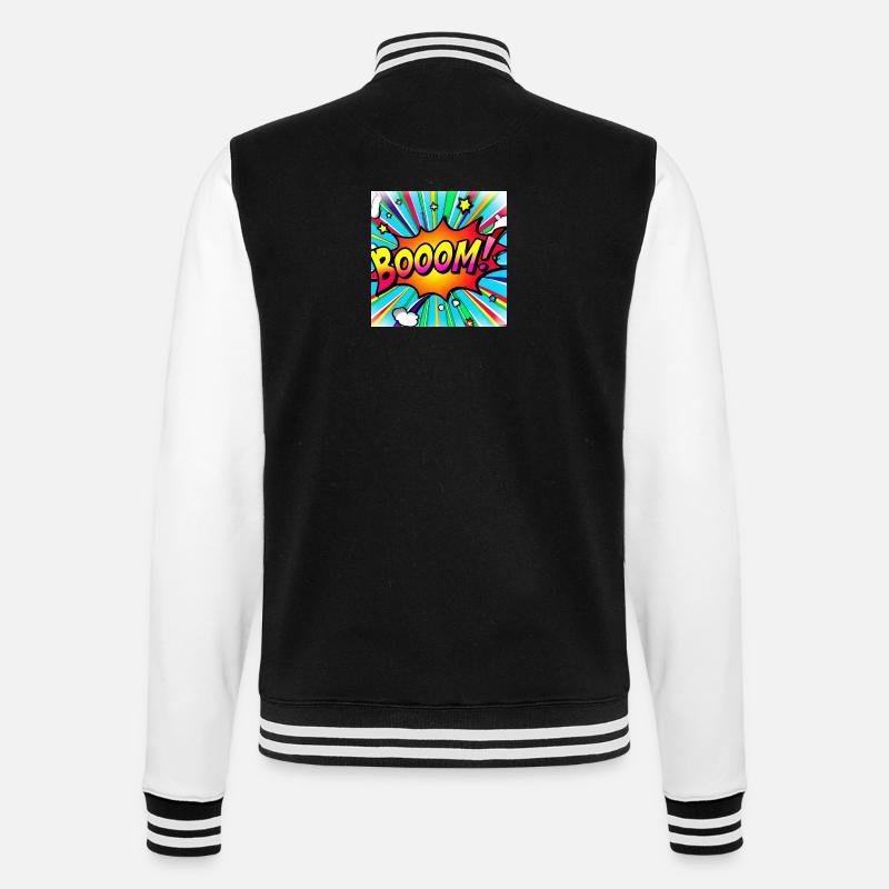 regenbogenstrahl comic style mit kaboom - College-Sweatjacke - Schwarz/Weiß