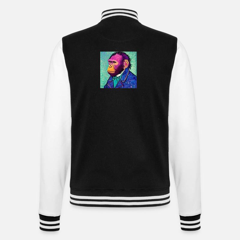 Monkey van Gogh - College-Sweatjacke - Schwarz/Weiß