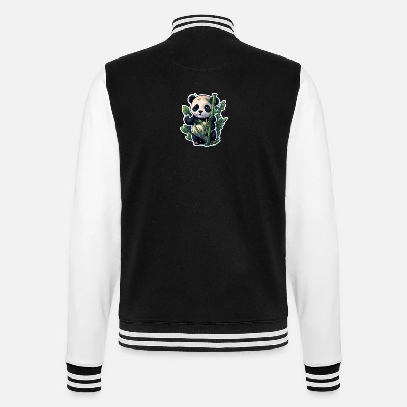 Cute Panda with Bamboo - College-Sweatjacke - Schwarz/Weiß