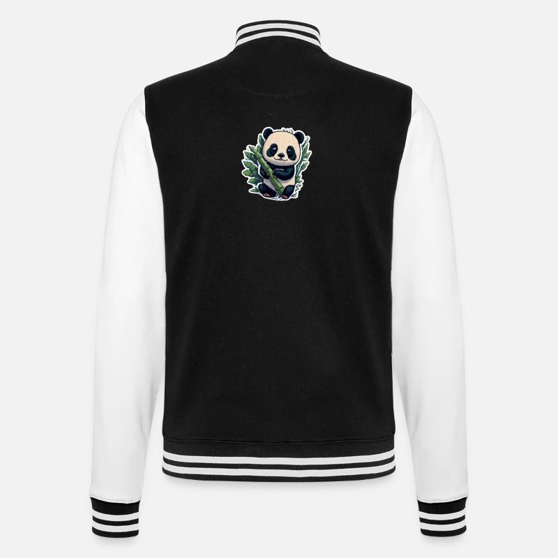 Cute Panda with Bamboo - College Sweat Jacket - black/white