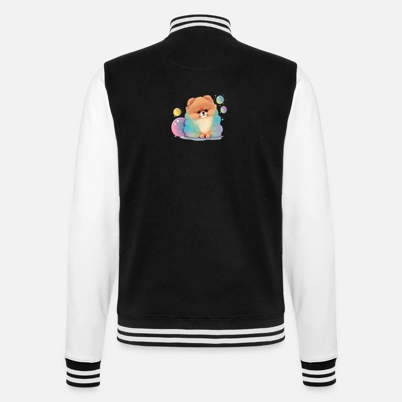 Pomeranian Miniature Spitz - College Sweat Jacket - black/white