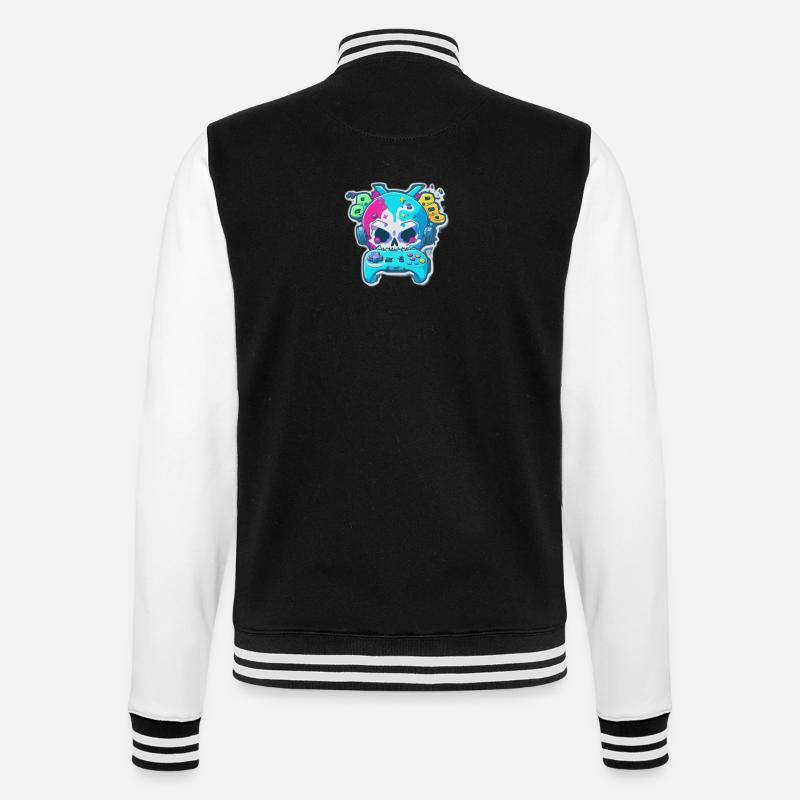 Skullhead Controller - Felpa in look college - nero/bianco