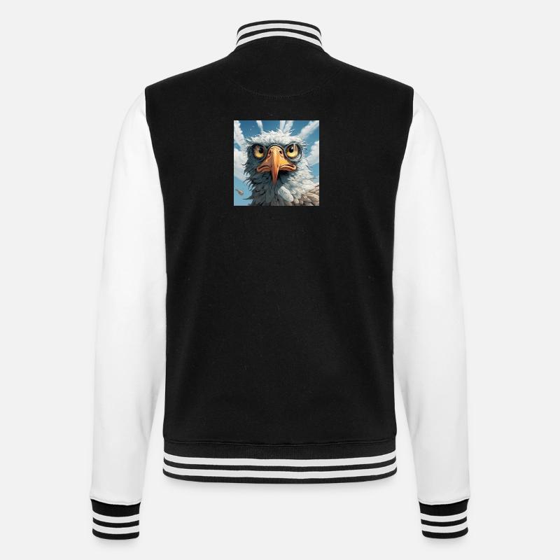 Lustighausen - Comic Style Eagle - College-Sweatjacke - Schwarz/Weiß