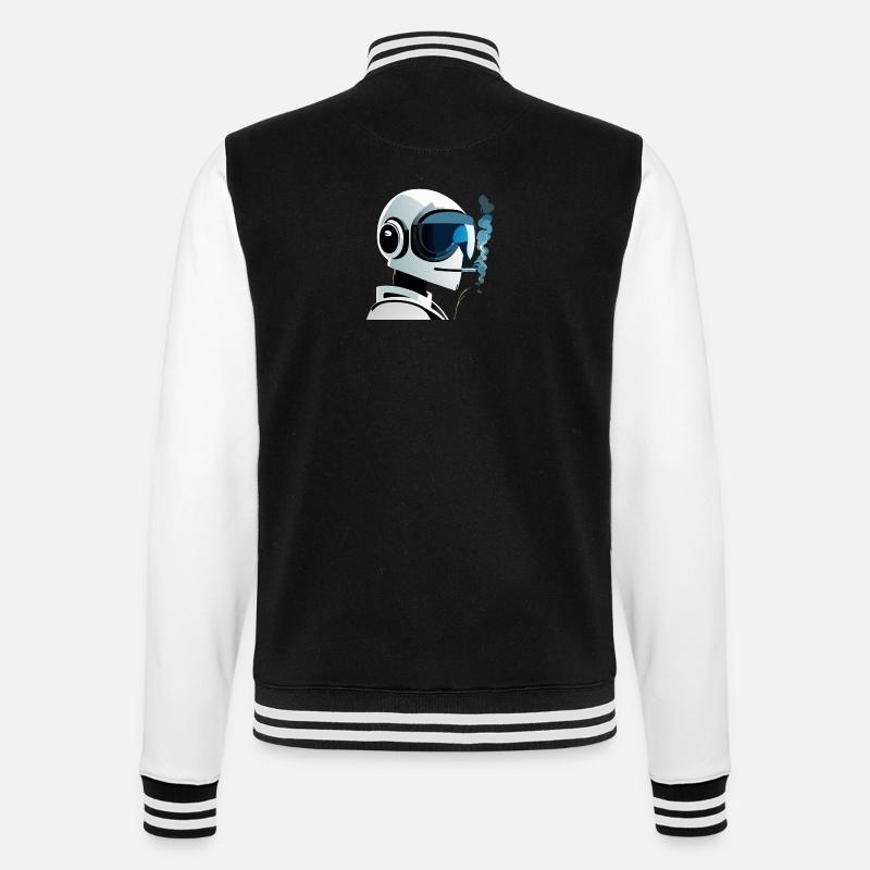robot is smoking cigarette - College-Sweatjacke - Schwarz/Weiß