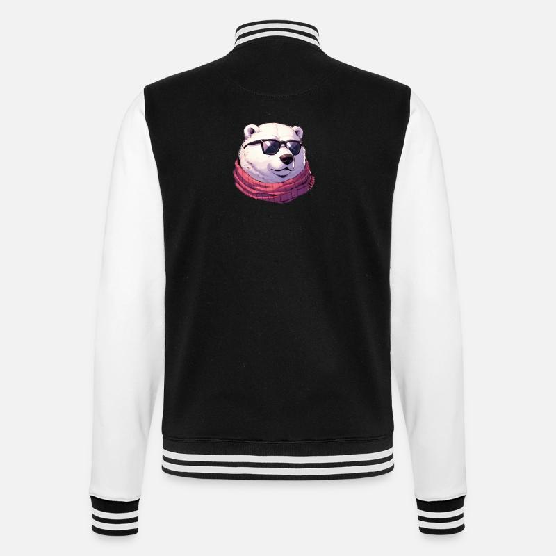 cooler Eisbär mit sonnenbrille - College-Sweatjacke - Schwarz/Weiß