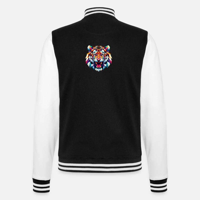 Illustration eines lebendigen Tiger-Logos - College-Sweatjacke - Schwarz/Weiß