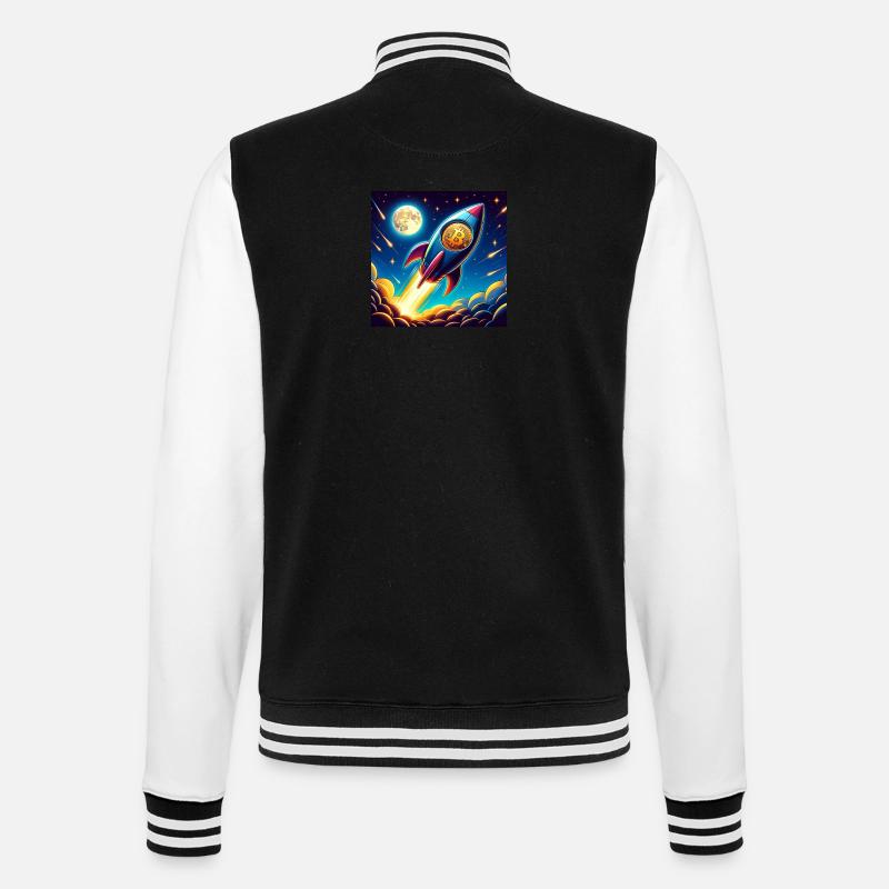 Bitcoin Moon rocket 1 - College-Sweatjacke - Schwarz/Weiß