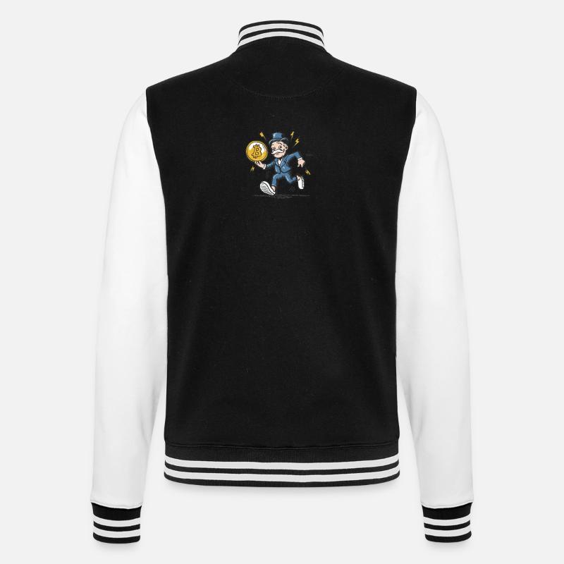 -Mann mit Bitcoin - College-Sweatjacke - Schwarz/Weiß