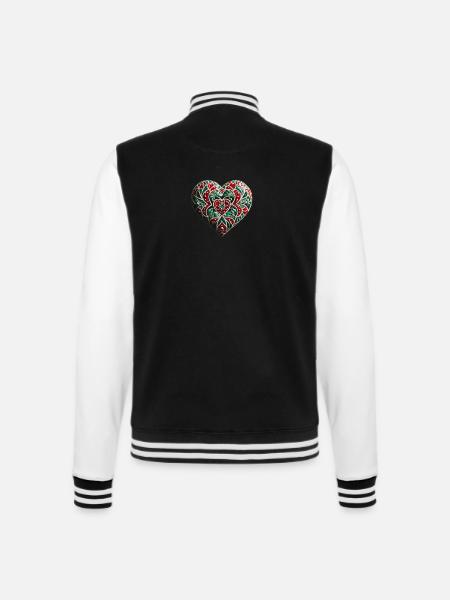 Marokko Herz traditionelle Wandkunst - College-Sweatjacke - Schwarz/Weiß