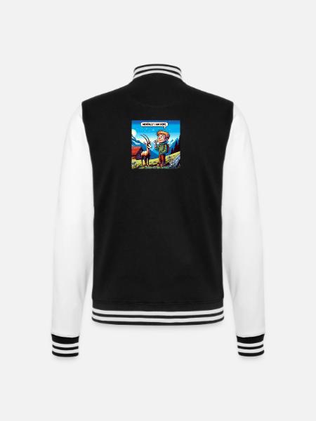 Ziegenjunge - mentally I am here - College-Sweatjacke - Schwarz/Weiß