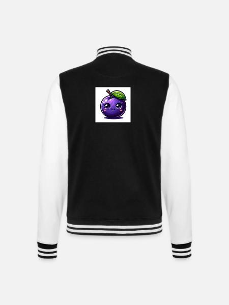 Plum purple - College Sweat Jacket - black/white