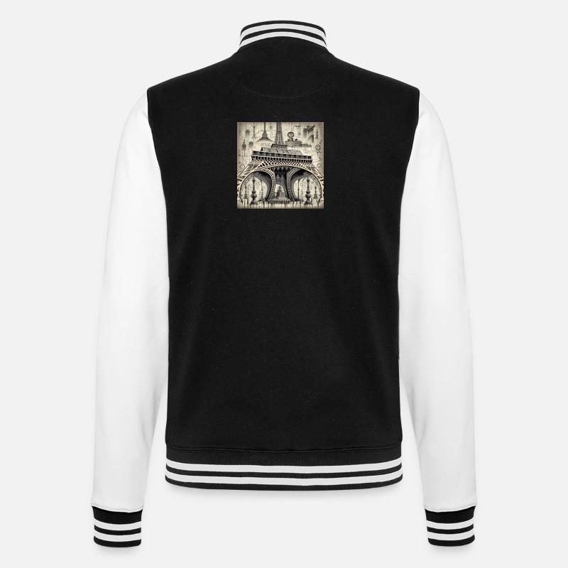 Eiffel Tower Cyberpunk Steampunk Cyborg Style - College Sweat Jacket - black/white