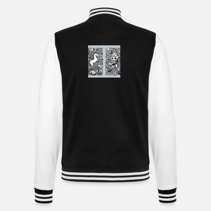 Licorne et pizza - Veste Teddy - noir/blanc