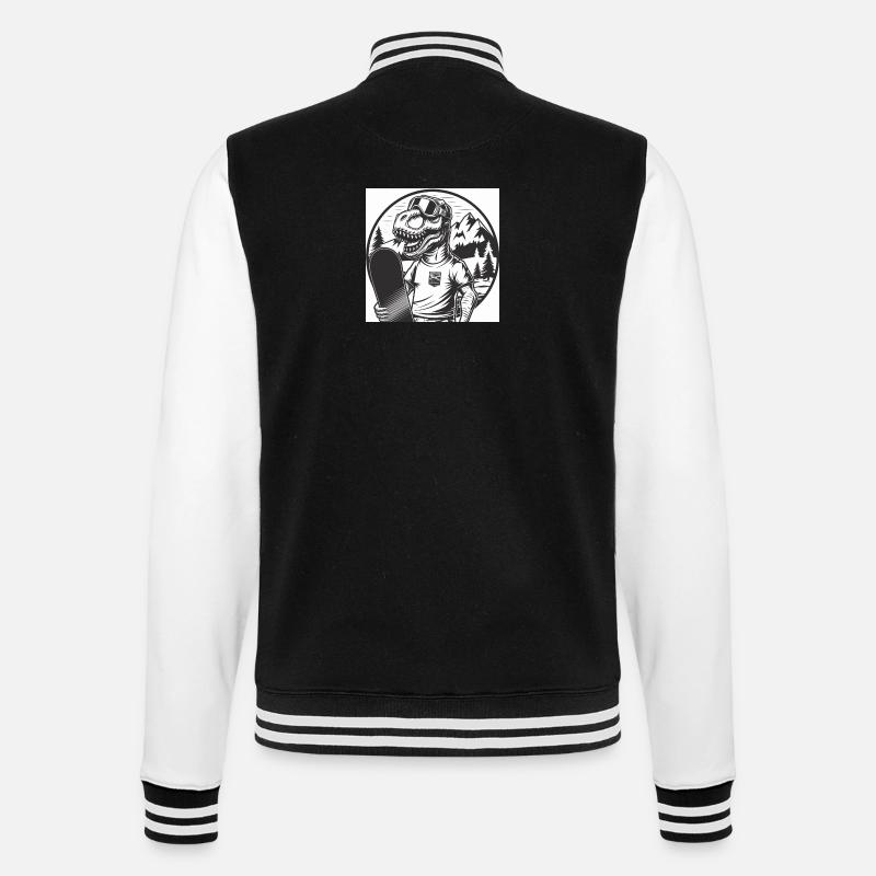 Ski-Rex, the skiing T-Rex - College Sweat Jacket - black/white