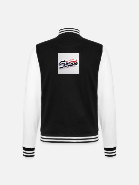 Stilisiertes satirisches Logo für "Faraz Gostar" mit Pe - College-Sweatjacke - Schwarz/Weiß