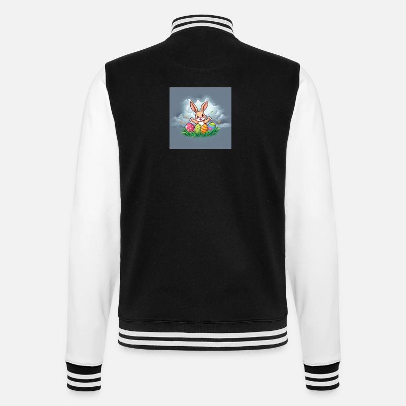 Fluffy Bunny & Happy Easter - College-Sweatjacke - Schwarz/Weiß