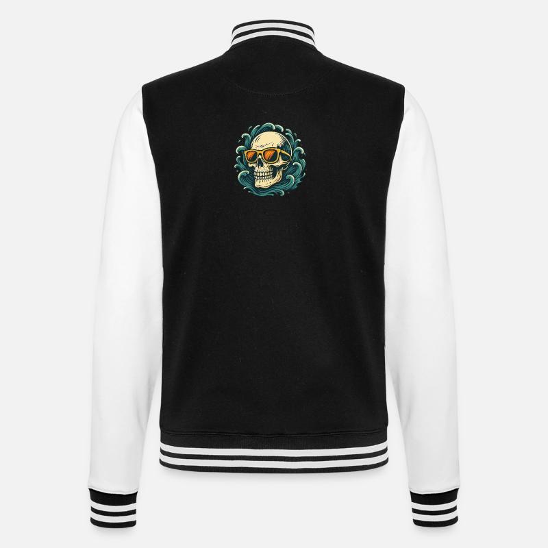 Wave Rider – Skull Vibes - College-Sweatjacke - Schwarz/Weiß