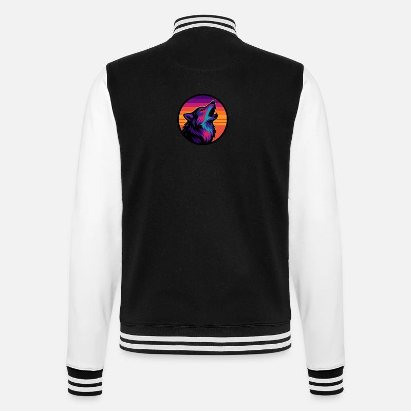 Wolf - College-Sweatjacke - Schwarz/Weiß